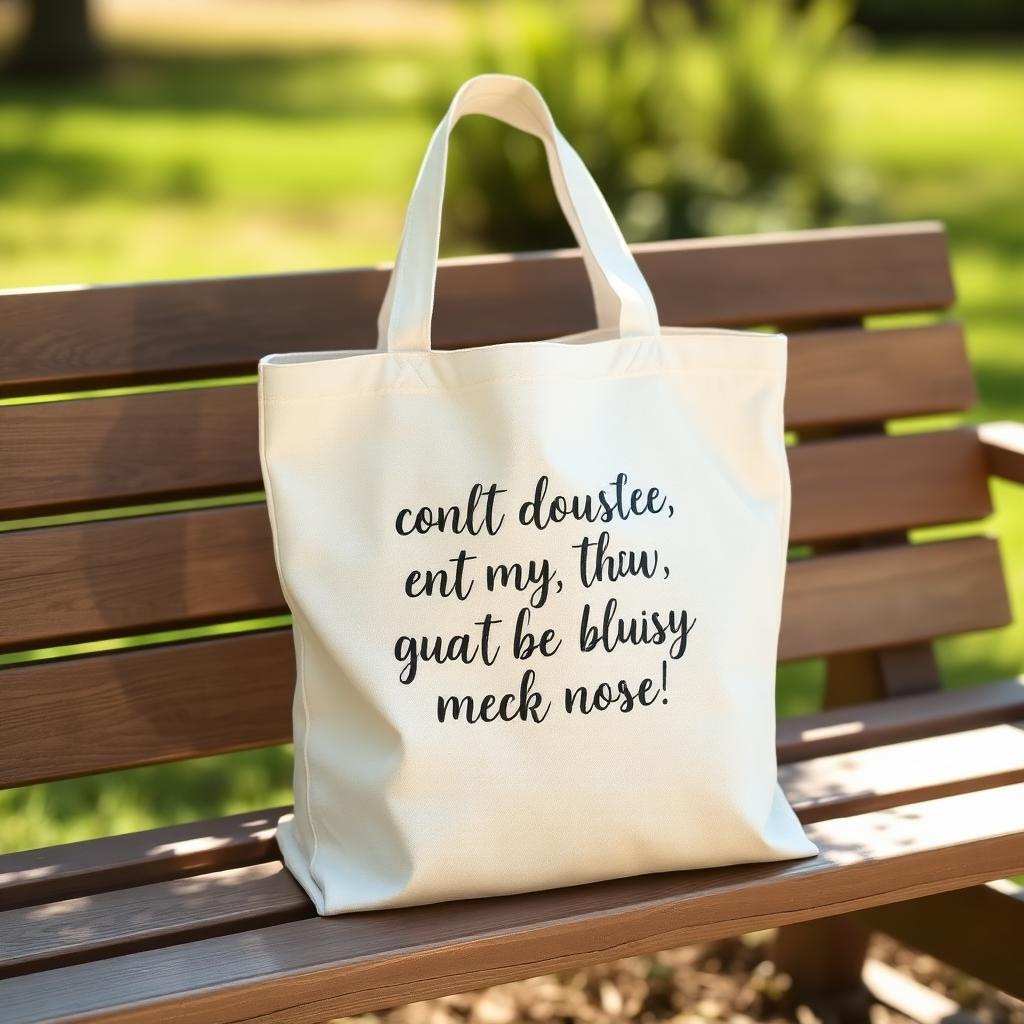 Canvas tote bag with a funny hand-lettered saying